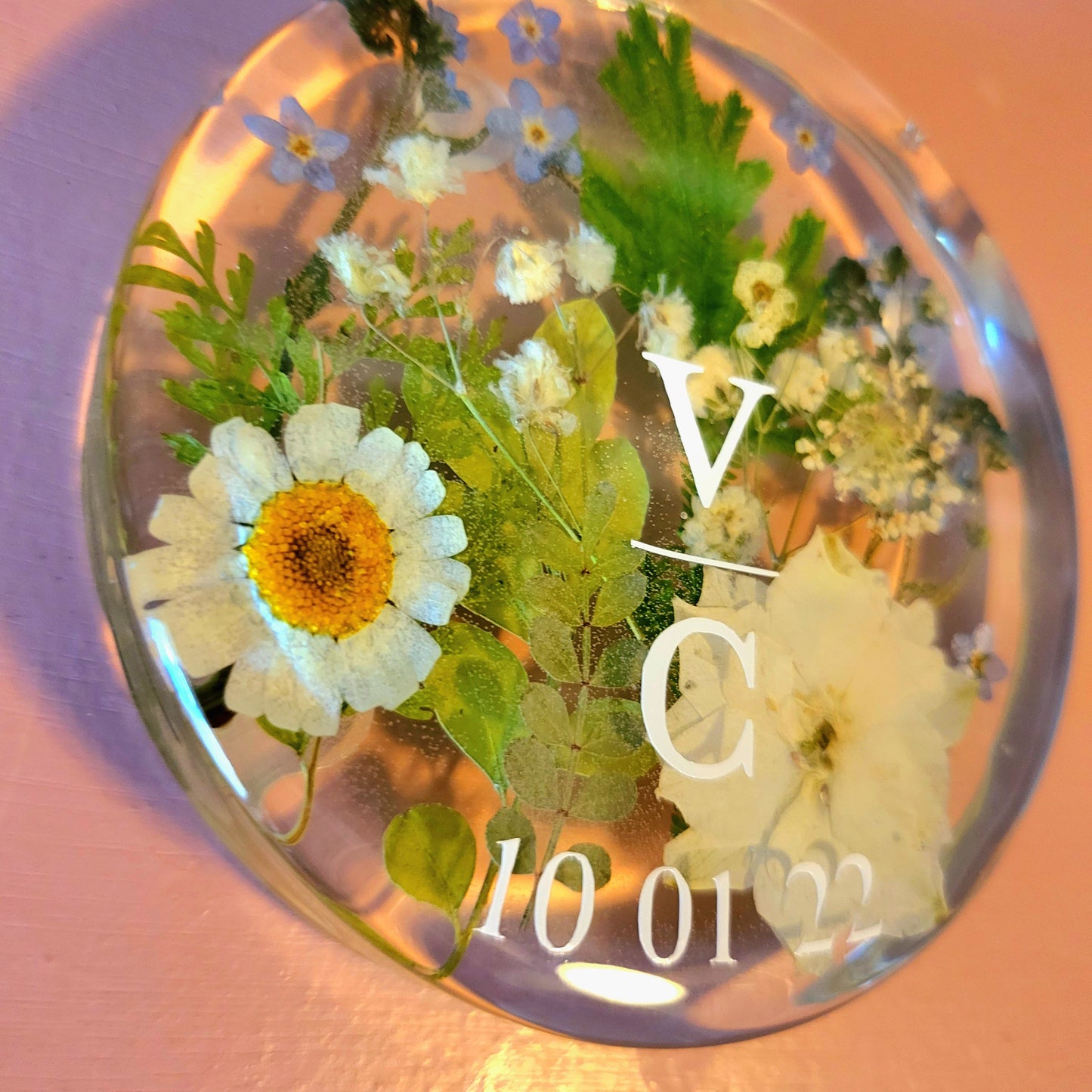 8"x 8" Square Luxury 3D Floral Resin Cube Wedding Bouquet Preservation Modern Fried Flowers Square Save Your Gift Keepsake - flofloflowery