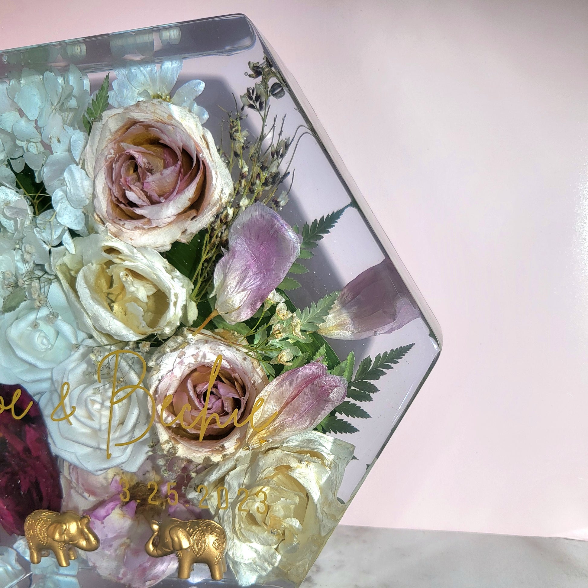 Huge Collection Hexagon Floral Preservation 3D Resin Wedding