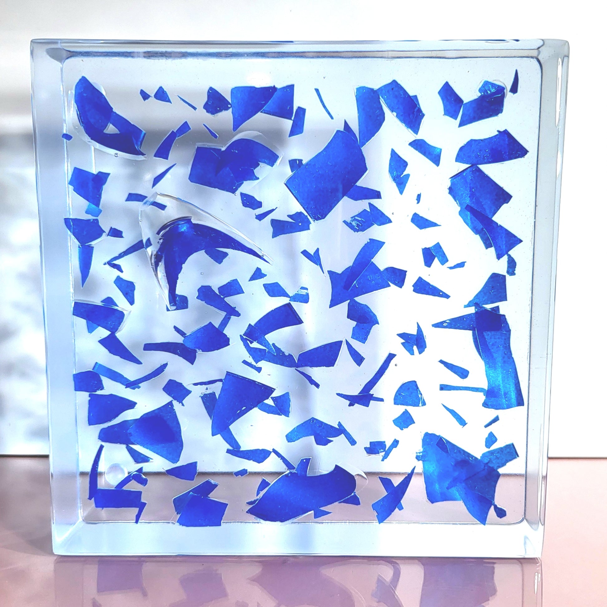 Smashed Glass Resin Preservation 8"x 8"x 2" Wedding Jewish Chuppah Preservation Modern Fried Flowers Square Save Your Gift Keepsake - flofloflowery