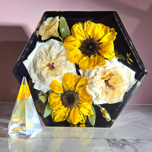 8" wide Hexagon 3D Resin Wedding Bouquet Preservation Your Wedding Flowers Forever Keepsake Gift