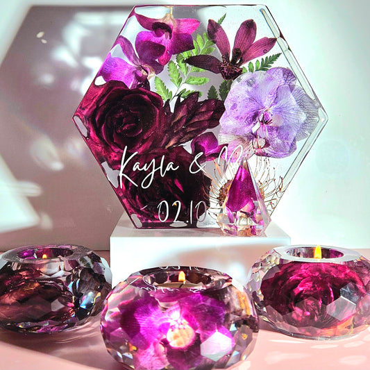 8" Hexagon 3D Resin Wedding Bouquet Preservation Your Wedding Flowers Forever Keepsake Gift