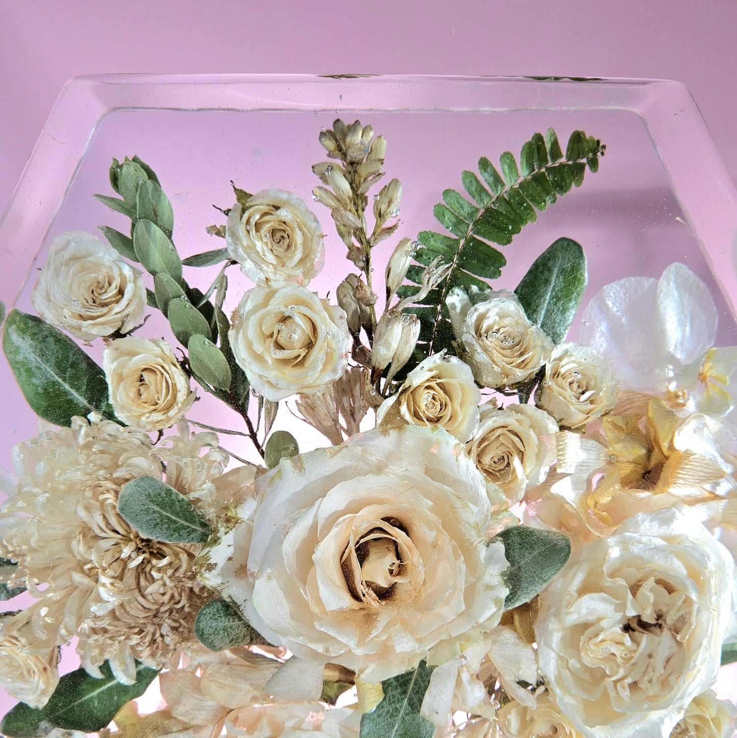 12" Hex 3D Resin Wedding Bouquet Preservation Floral Gift Keepsake Save Your Wedding Flowers Forever