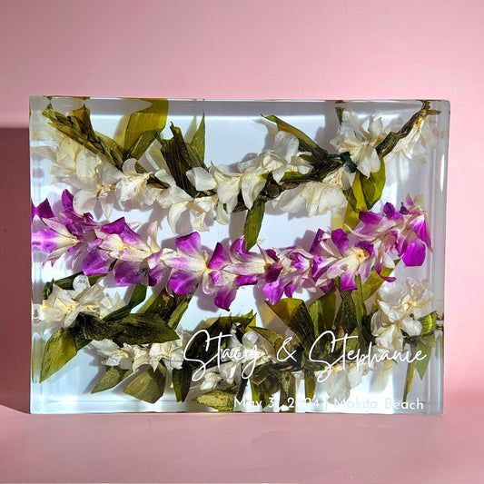 9" x 12" Large Rectangle 3D Resin Wedding Bouquet Preservation Hawaiian Lei Save Your Florals Wedding Gift Keepsake