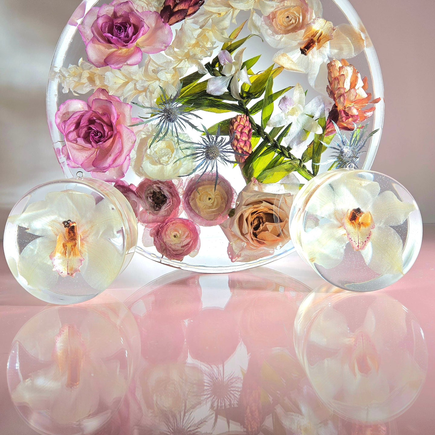 Wedding Flower Preservation Hanging 2" Thick Round Resin Plaque Add-on Item.  Made Using The Ribbon From Your Bouquet