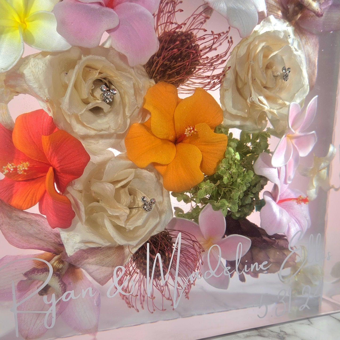 12" x 12" Large 3D Resin Wedding Bouquet Preservation Save Your Florals Wedding Gift Keepsake