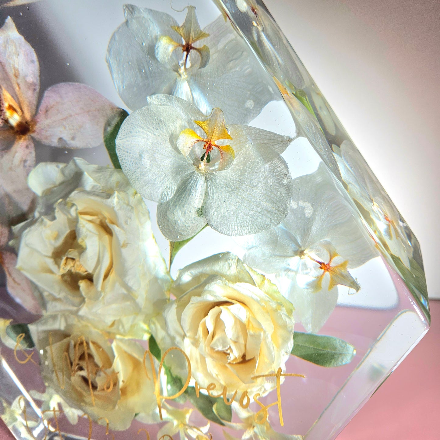 12" Hex 3D Resin Wedding Bouquet Preservation Floral Gift Keepsake Save Your Wedding Flowers Forever