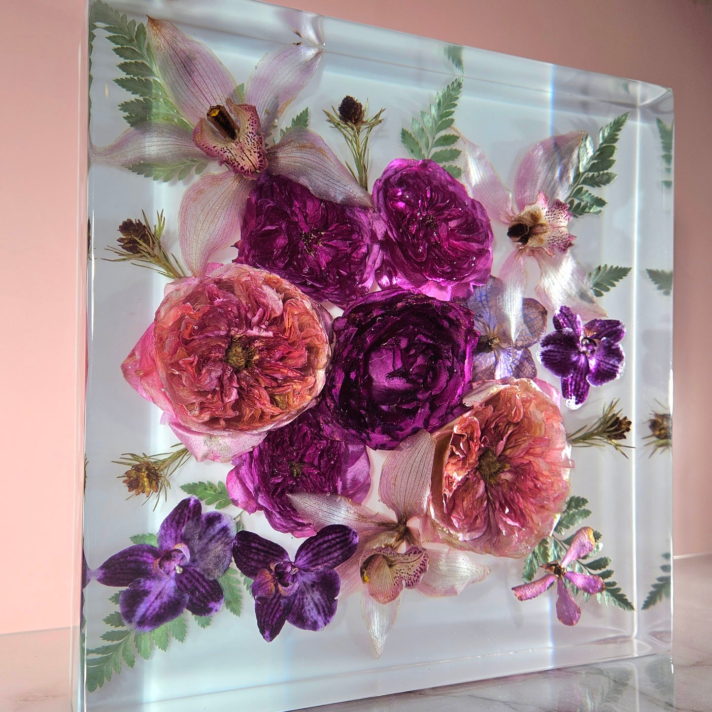 12" x 12" Large 3D Resin Wedding Bouquet Preservation Save Your Florals Wedding Gift Keepsake