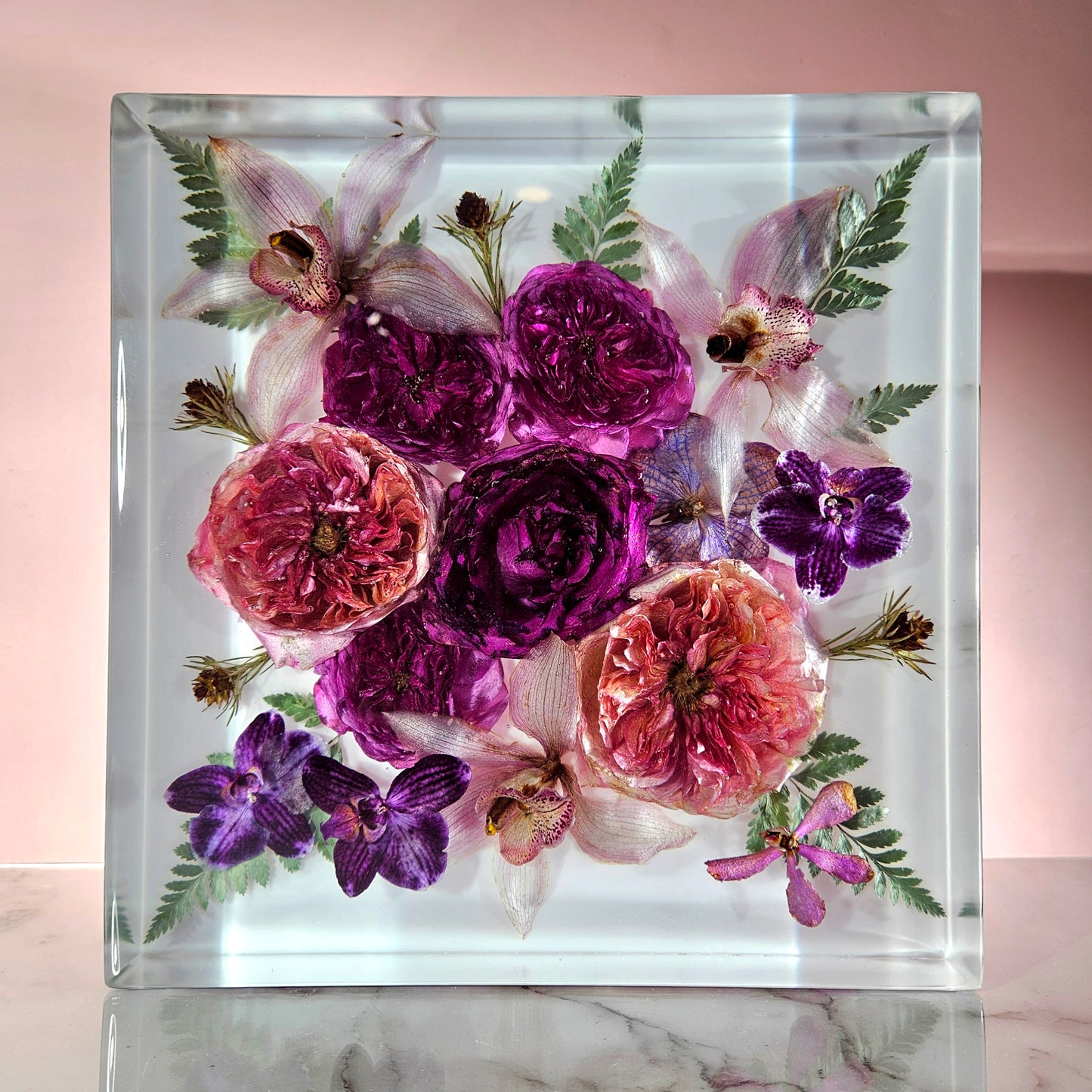 12" x 12" Large 3D Resin Wedding Bouquet Preservation Save Your Florals Wedding Gift Keepsake