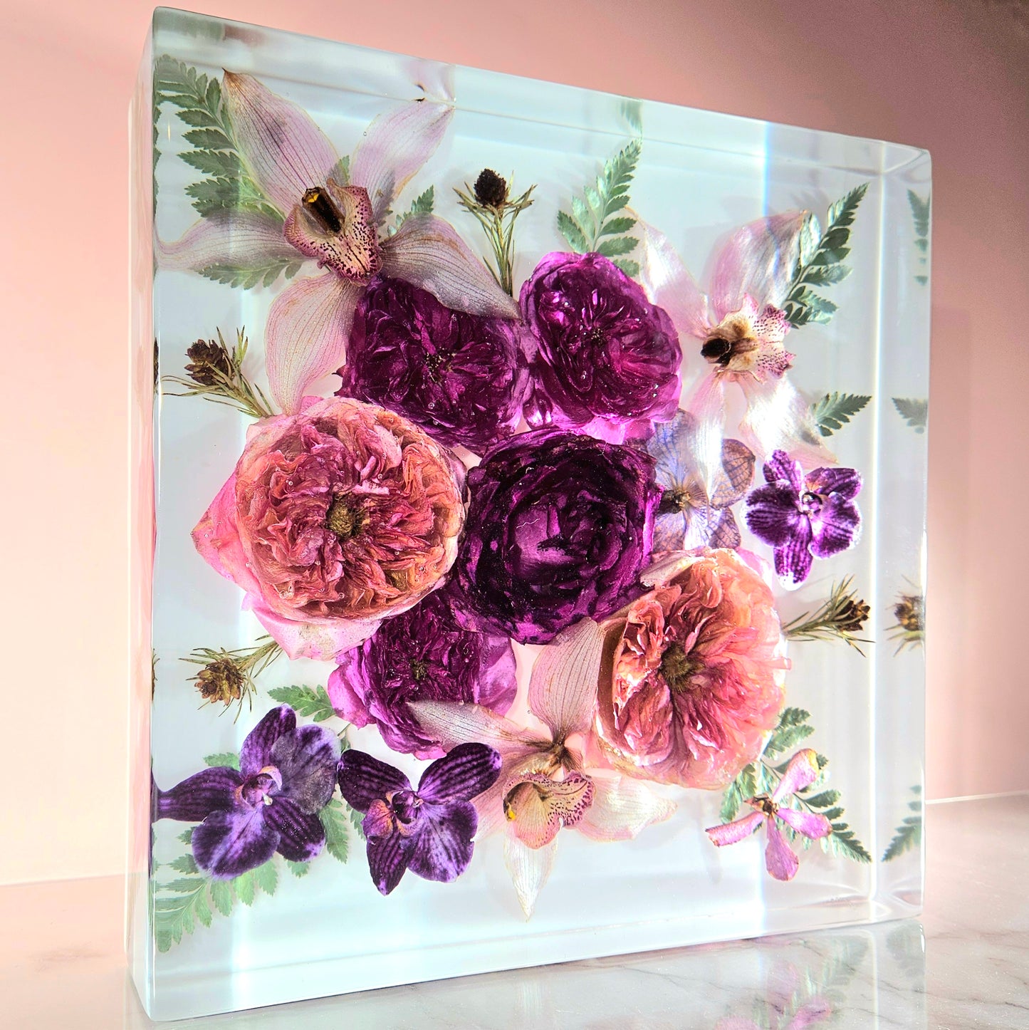 12" x 12" Large 3D Resin Wedding Bouquet Preservation Save Your Florals Wedding Gift Keepsake