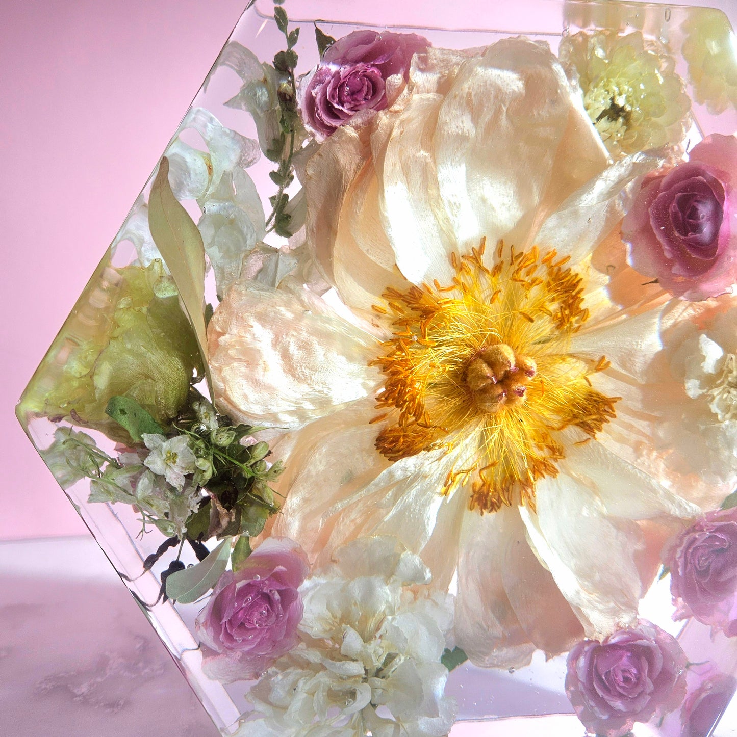 8" Hexagon 3D Resin Wedding Bouquet Preservation Your Wedding Flowers Forever Keepsake Gift