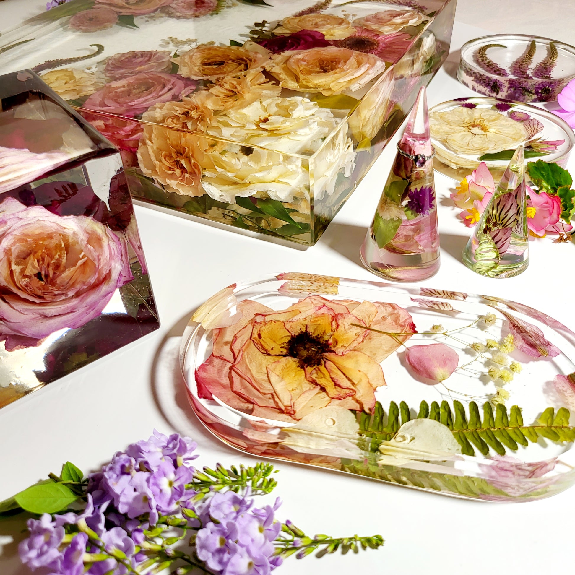 Resin Jewelry Dish With Real Dried Flowers Floral Jewelry 