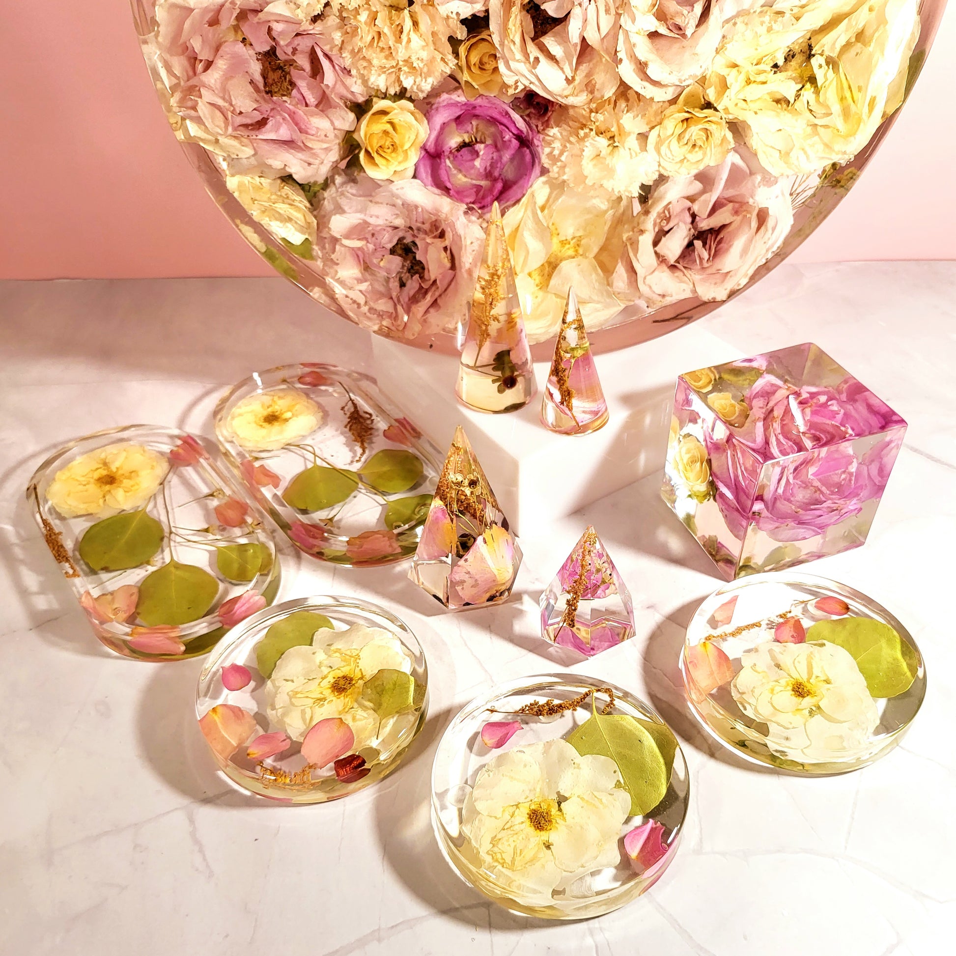 Gemstone DIY Wedding Bouquet Keepsake Resin Cube Flowers Jewelry